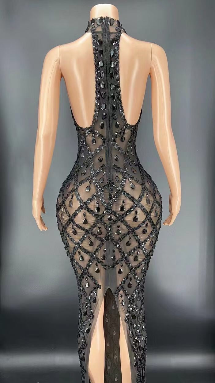 Charming Rhinestone Party Dress