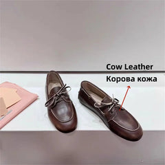 Ins Genuine Leather Flats Shoes Loafers Trend Vintage Suede Loafers Casual British Style Flat Single Shoes
