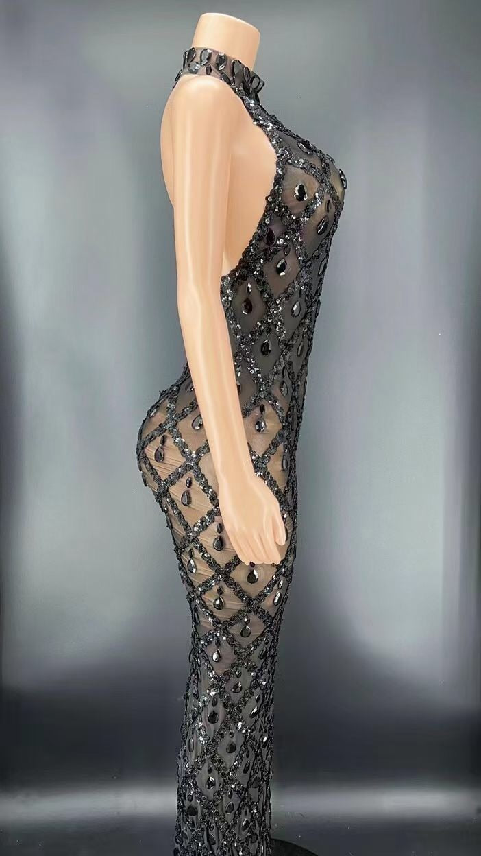 Charming Rhinestone Party Dress