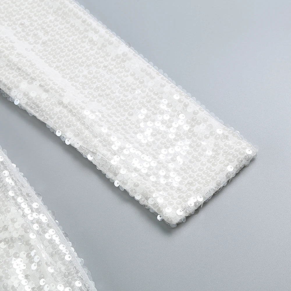 Diag Collar Metallic Mesh Flow Dress