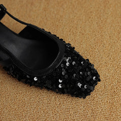 Blingbling square toe slingbacks strange heel slip on dress shoes