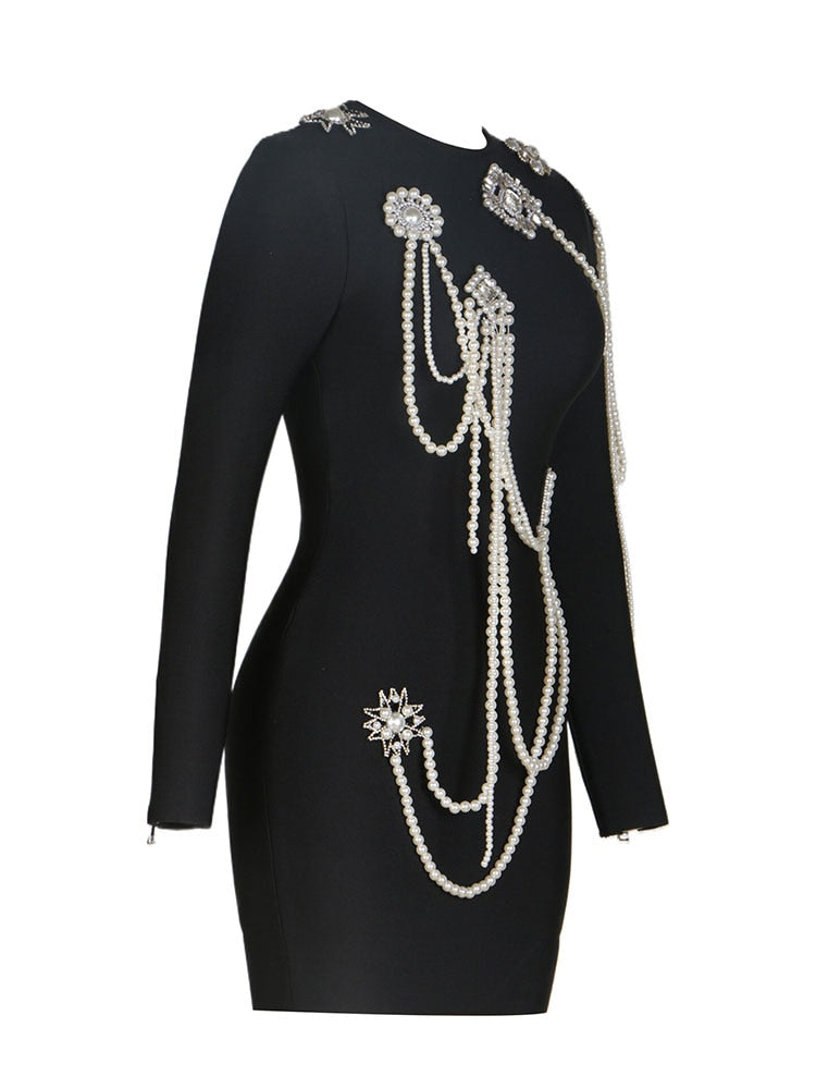 Long Sleeved Slim Golden Velvet Dress