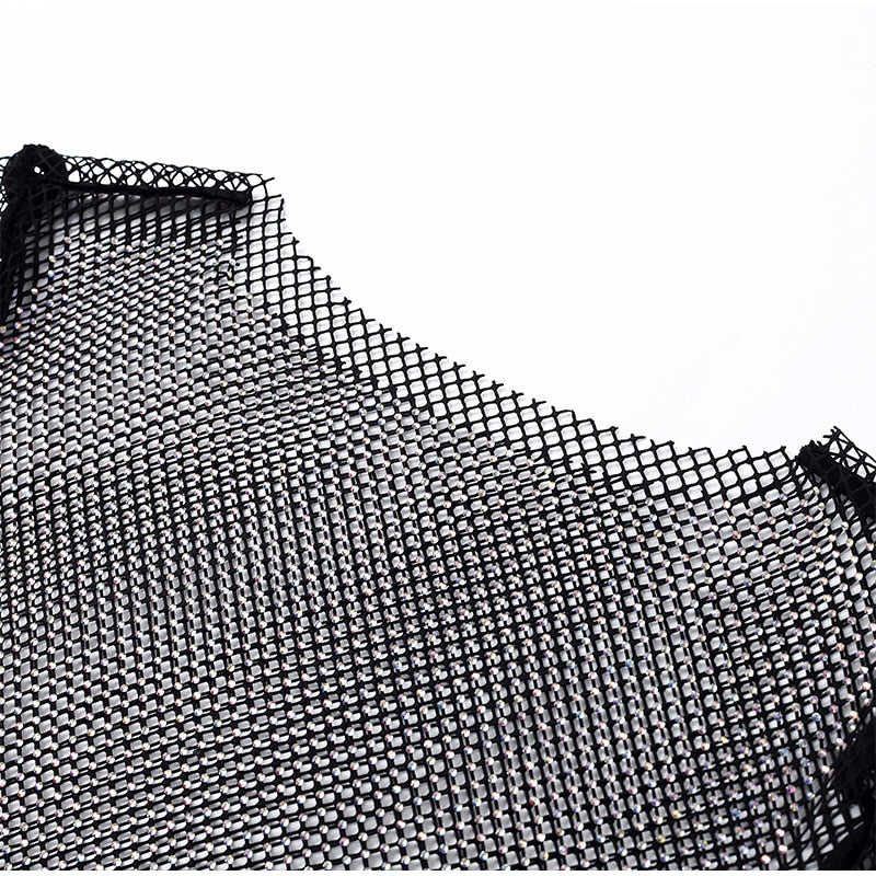 Mesh Feather Party Dress-Black