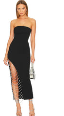 Seliya Slit Strapless chain Bandage Dress