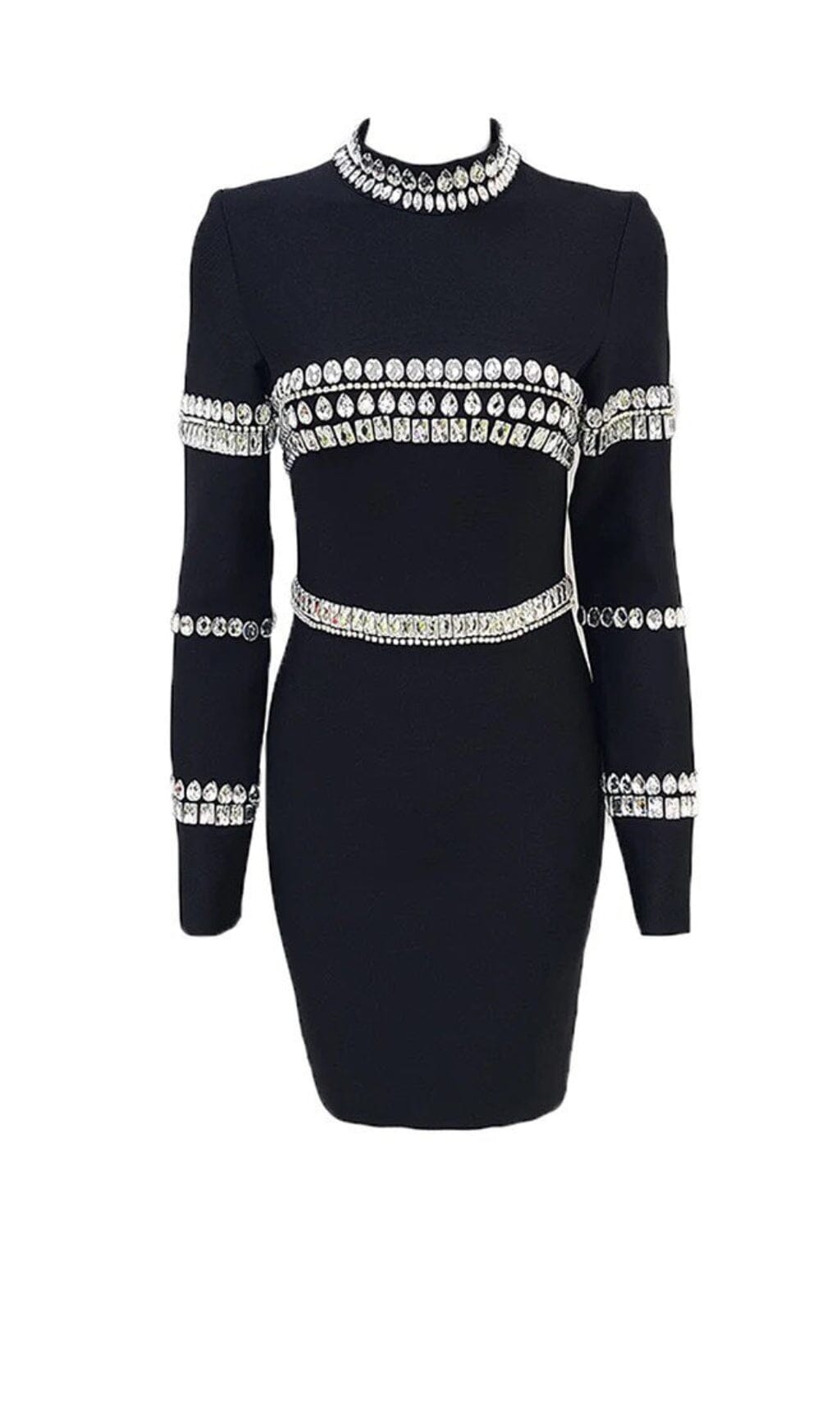 Rhinestone Black Bandage Dress