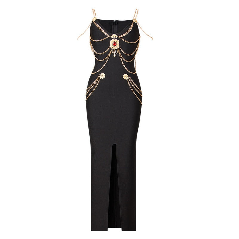 Chain Diamond Slim Fit Tight Bandage Dress