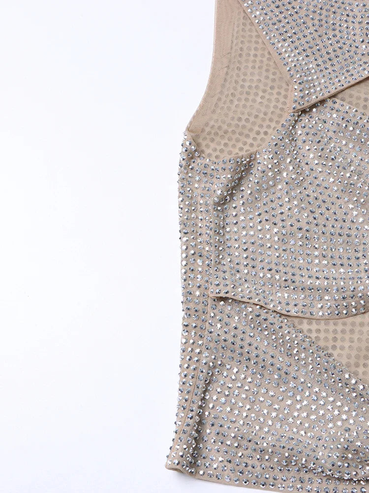 Chic Elegant Flowers Rhinestone Dress