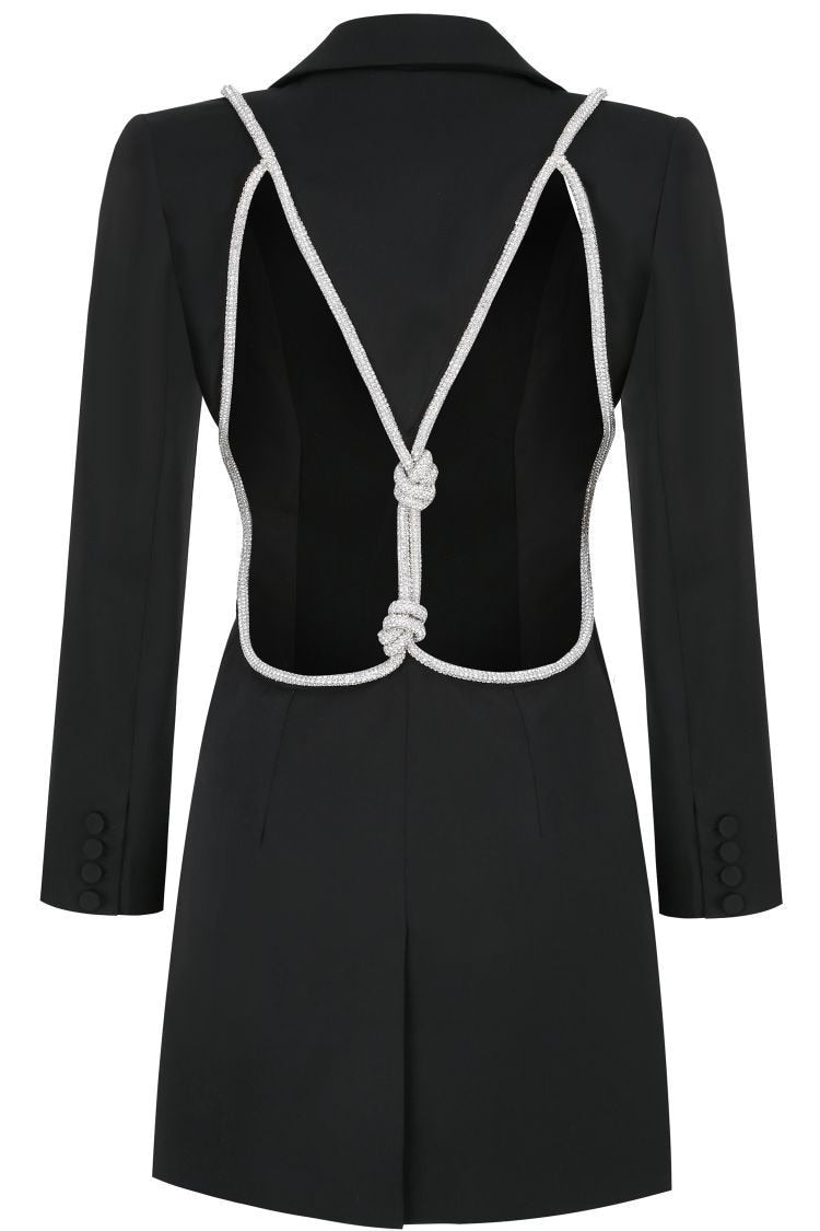 Rehina Rhinestone Backless Blazer Dress