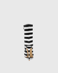 Sabina Zebra Stripe Red Toe Ankle Boots
