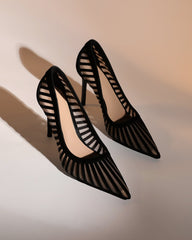 Sada Stripe Mesh Pumps In Black