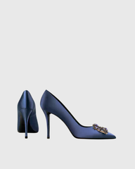 Sadah Rhinestone Buckle Pumps In Royal Blue