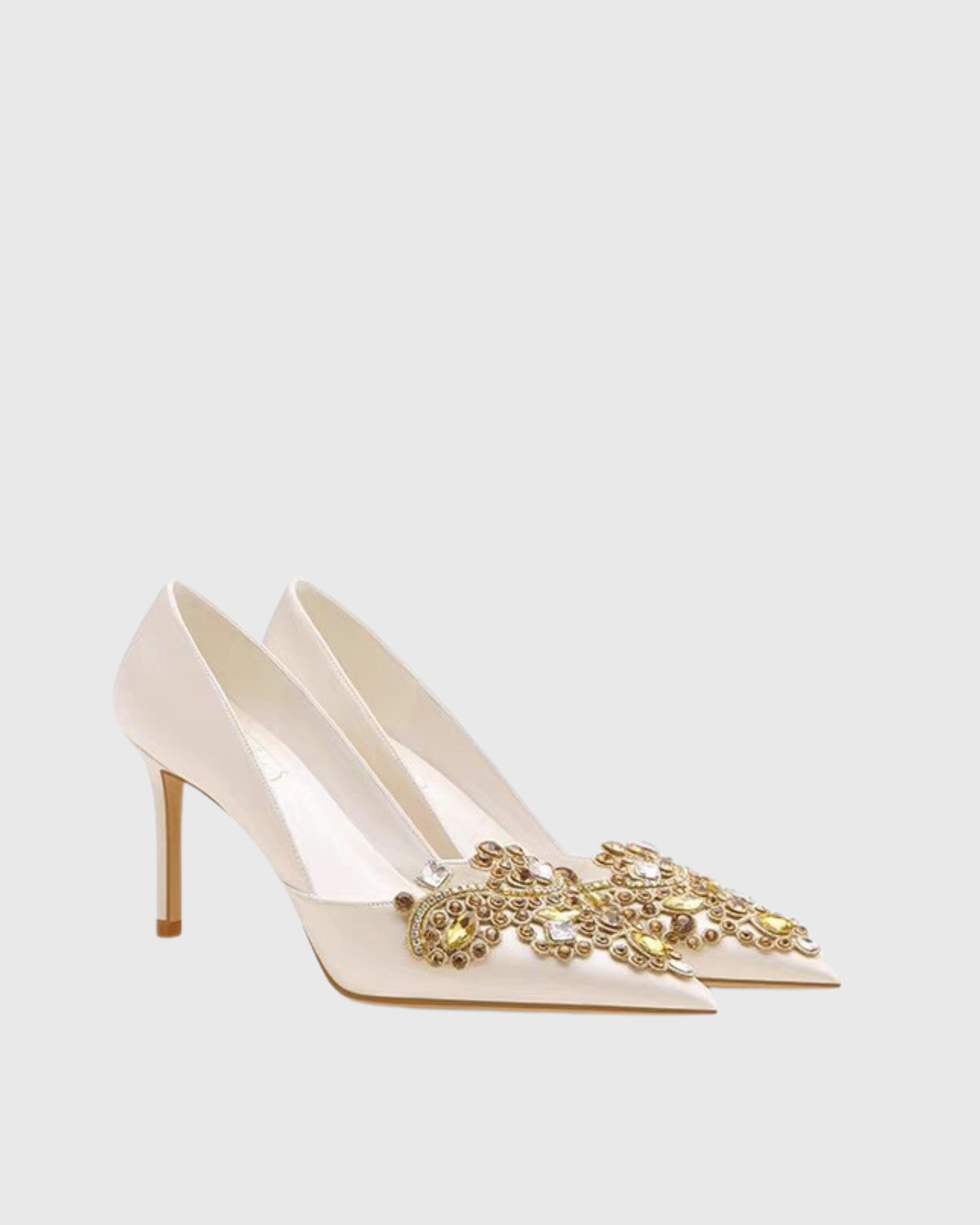 Sadb Diamond Embroidery Satin Pumps In Ivory