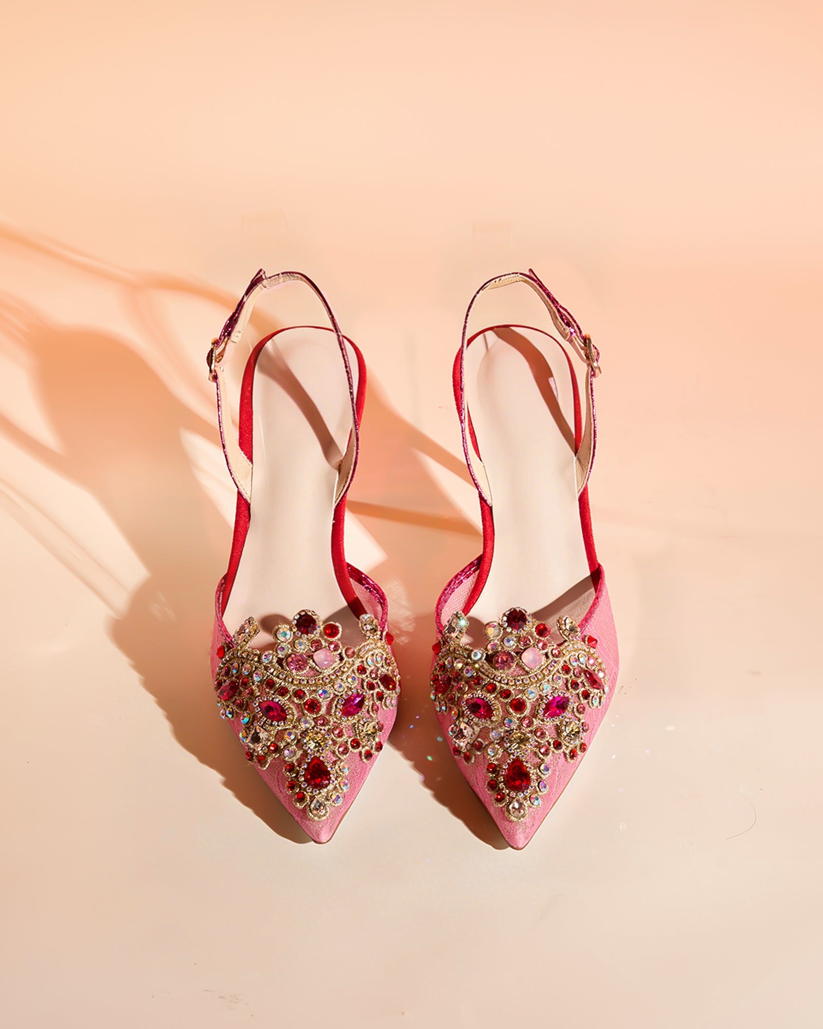 Sadb Diamond Embroidery Slingback Pumps In Hot Pink
