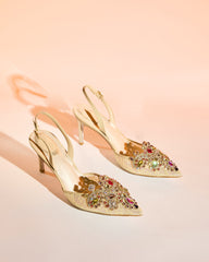 Sadb Diamond Embroidery Slingback Pumps In Nude