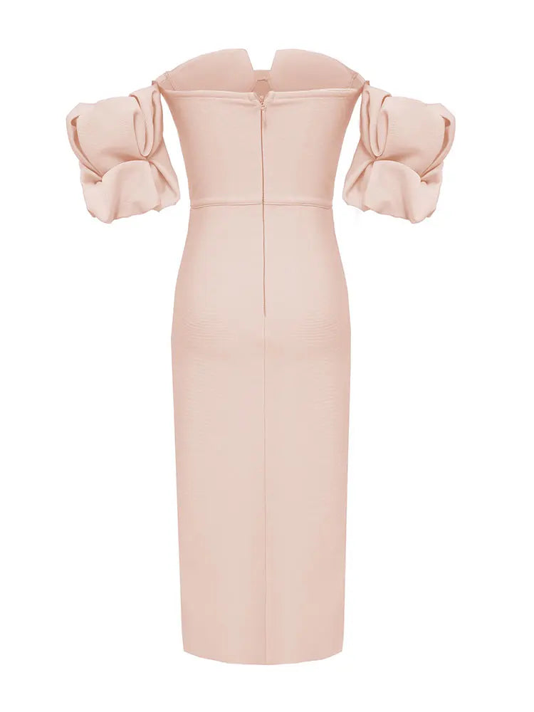 Alyia Puff Sleeve Ruffle Bandage Skirt