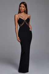 SPARKLY RHINESTONE SPAGHETTI STRAP MERMAID MAXI DRESS