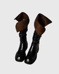Santa Buckle Ruch Knee High Boots