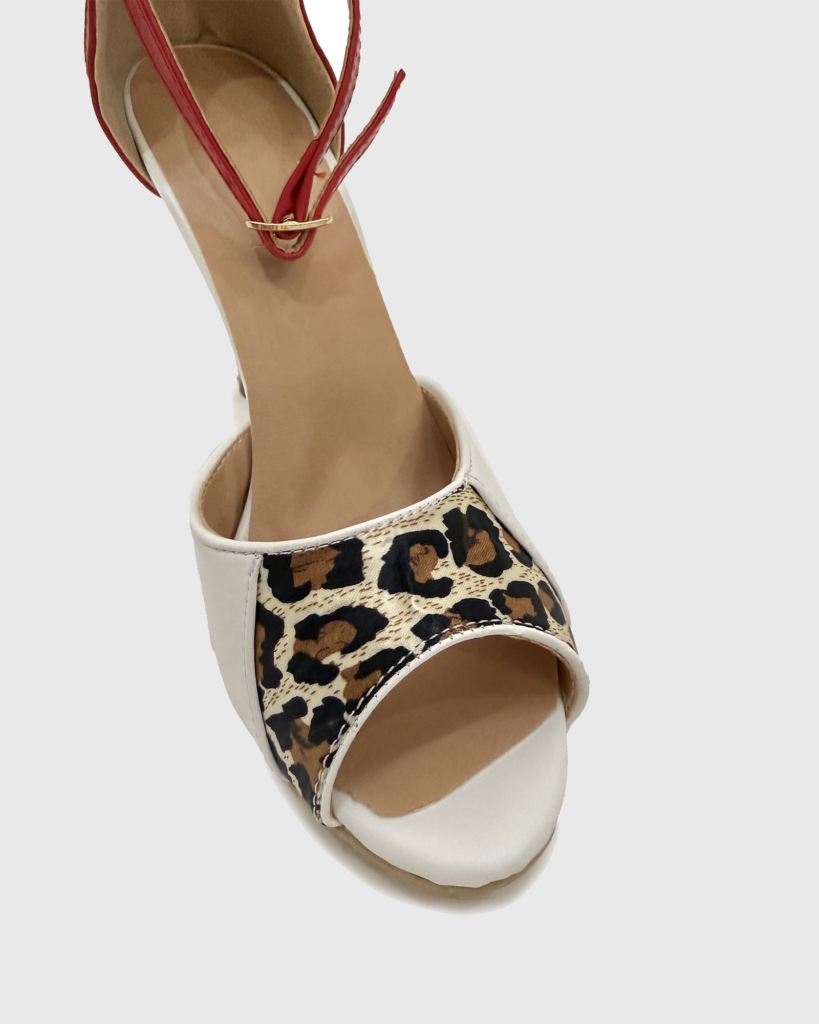 Sara Leopard Print Splicing Sandals In White
