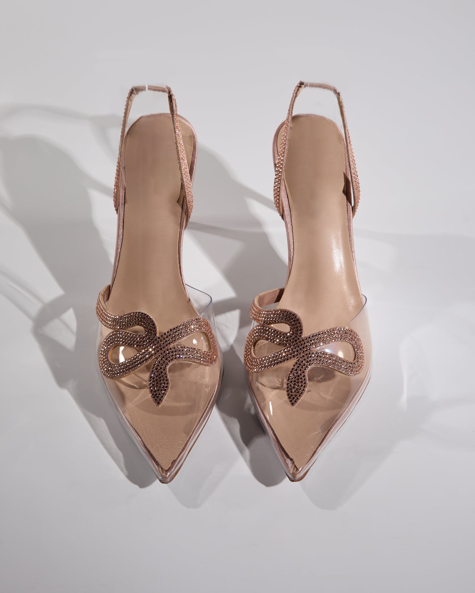 Sarni Snake Rhinestone Slingback Pumps in Champagne
