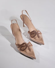 Sarni Snake Rhinestone Slingback Pumps in Champagne