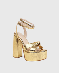 Satu Knot Texture Platform Sandal In Gold