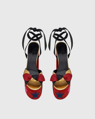 Satu Star Knot Lace Up Platform Sandals In Red
