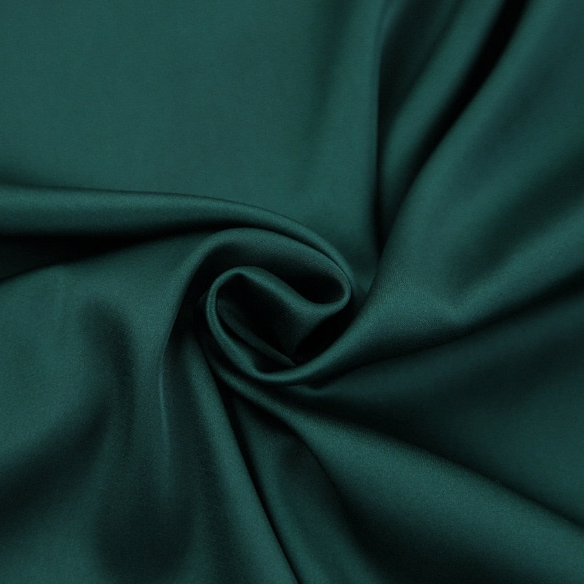 Satin Halter Sleeveless Dress-Green