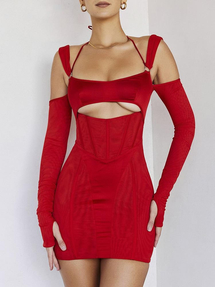 EERINA PARTY HALTER CUTOUT DRESS