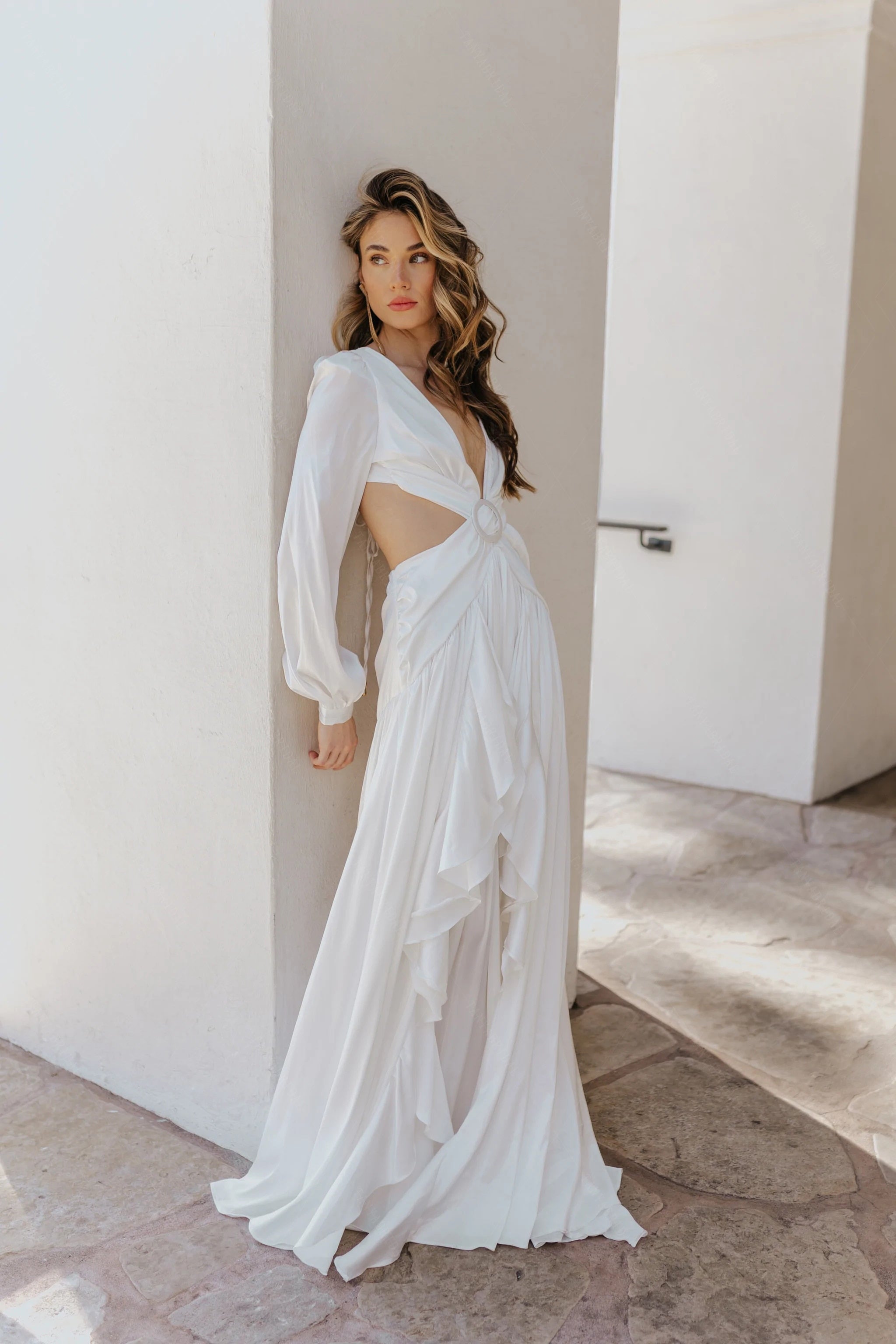 Selly V-Neck Summer Cutout Wedding Dress