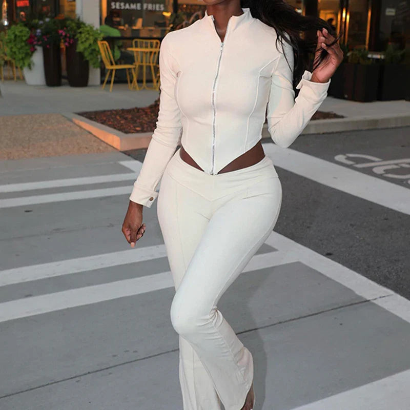 High Waist Bootcut Pants Two-piece Set