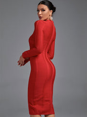 Cut-Out Long Sleeves Party Bandage Clubwear Midi Dress