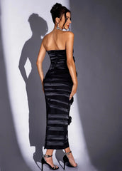 Elite Black Multi Dime Flower Sheath Dress