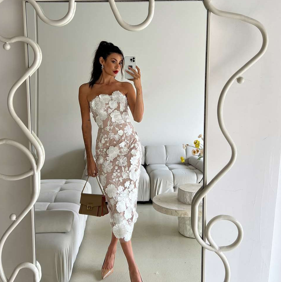 Allure Strapless Elegant Midi Dress