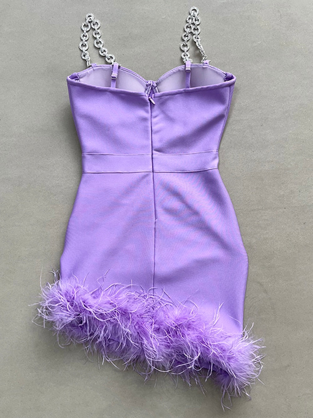 Metal Strap Feather Bandage Dress