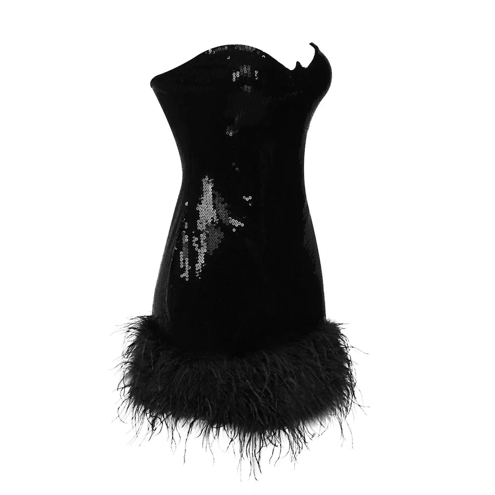 Seliha Strapless Sequin Party Dress