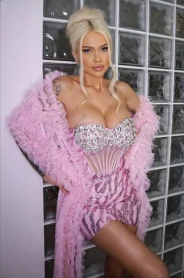 Allure Corset Rhinestone Sequined Embroidered Dress