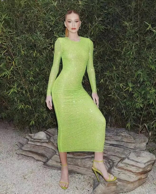 Alyia Crystal-Embellished Midi Dress