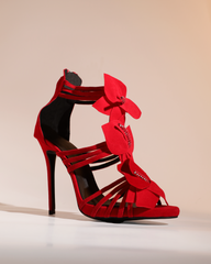 Seana 3D Flowers Sandals In Red