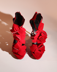 Seana 3D Flowers Sandals In Red