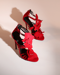 Seana 3D Flowers Sandals In Red