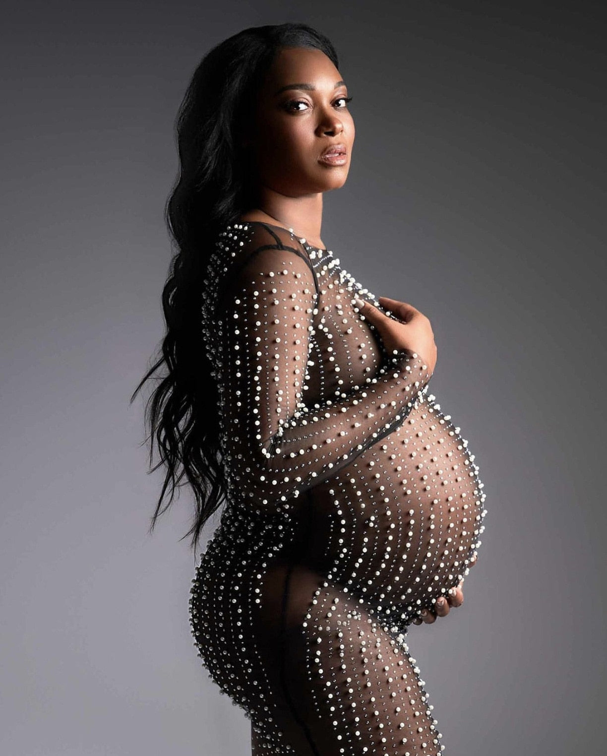 Anaka See-through Diamond Mesh Dress