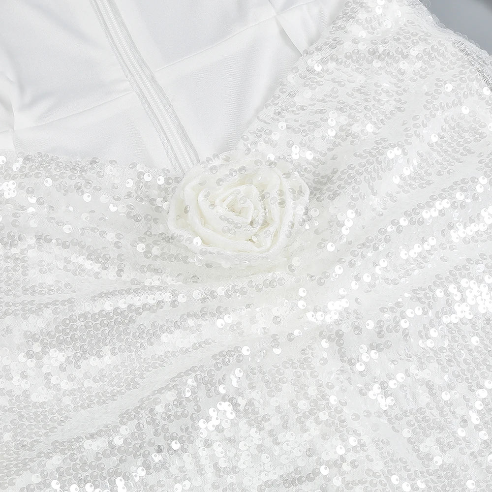 Diag Collar Metallic Mesh Flow Dress