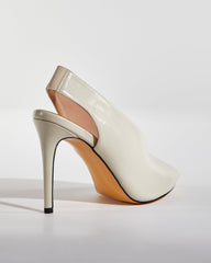 Seiko Fish Mouth Slingback Pumps In White