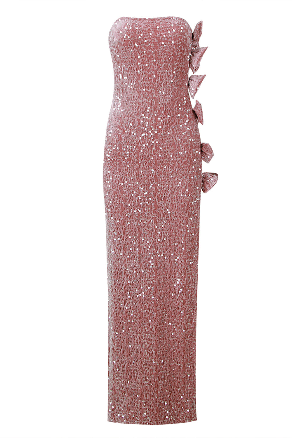 Elira Strapless Sequined Bow Maxi Dress