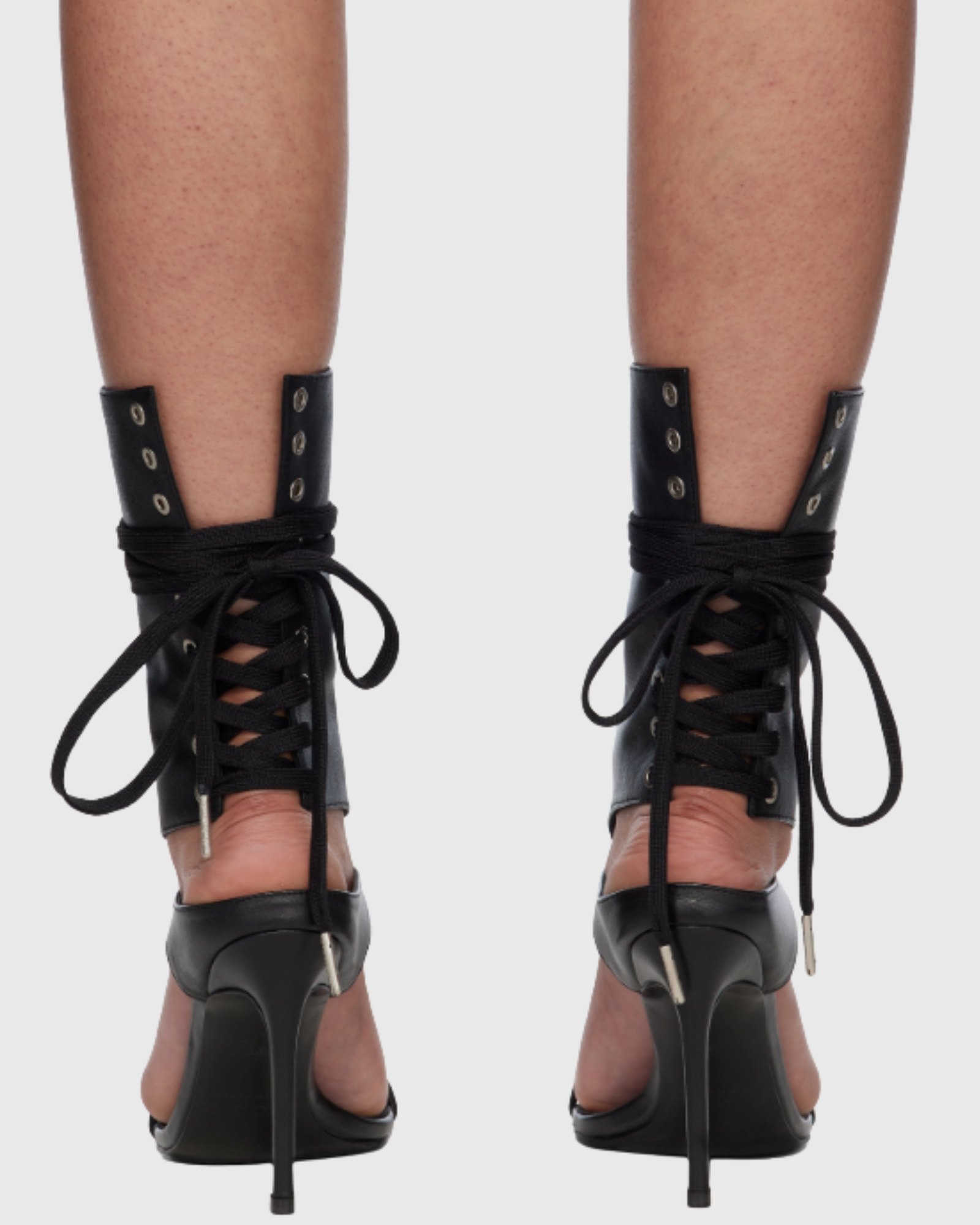 Sesen Lace Up Cutout Thong Sandals In Black