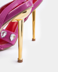 Sevyn Rhinestone Strap Sandals In Hot Pink