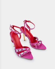 Sevyn Rhinestone Strap Sandals In Hot Pink