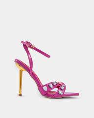Sevyn Rhinestone Strap Sandals In Hot Pink