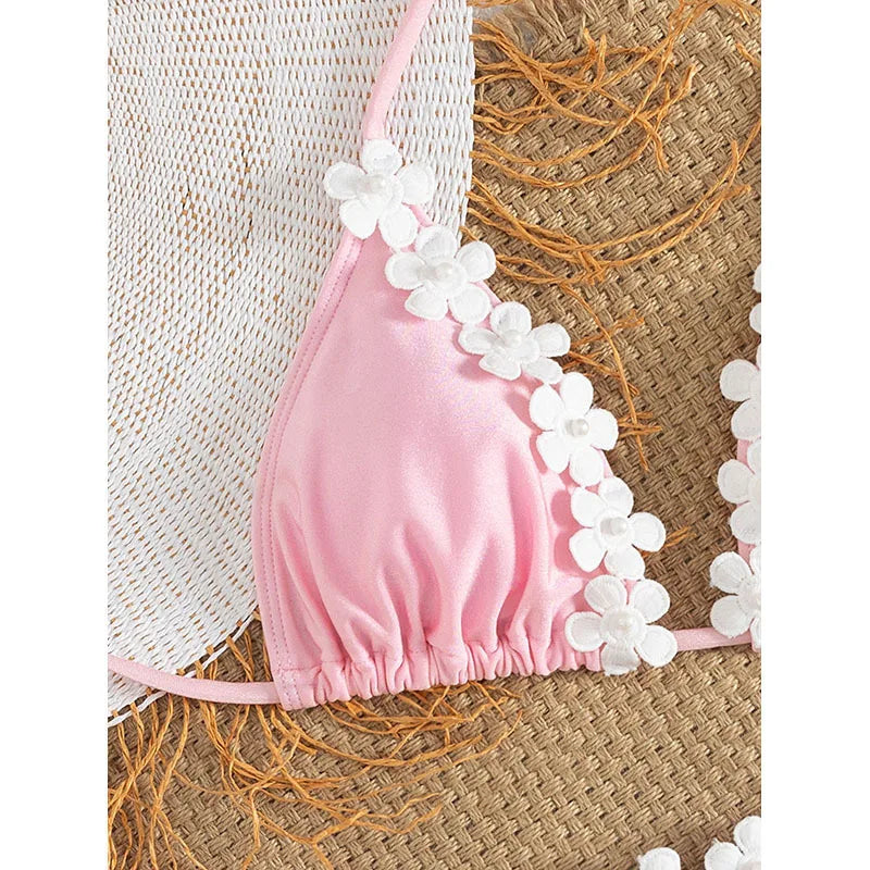 3D Floral Patchwork Bikini Set