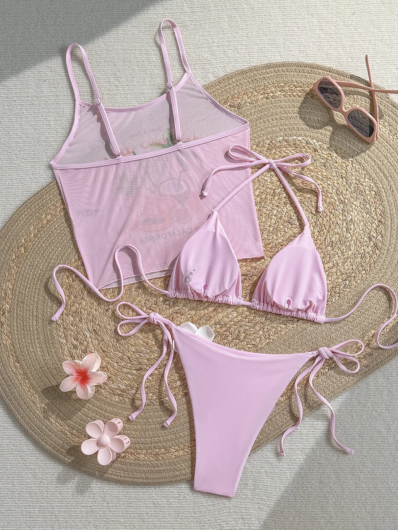 3D Flower Triangle Bikini Set